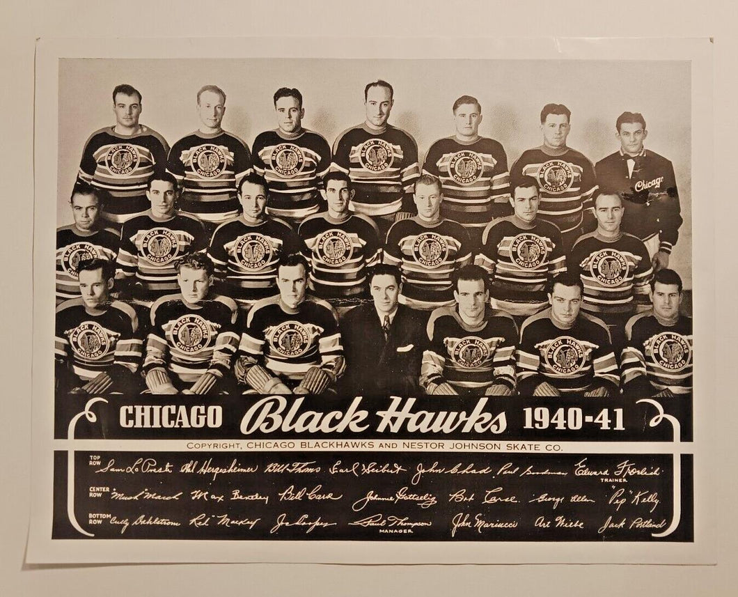 1940-41 Chicago Black Hawks Nestor Johnson Skate Hockey Team Photo