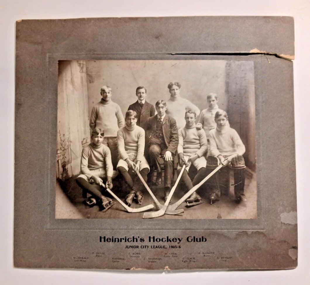 1905-06 Heinrich's Hockey Club Jr City League Hockey Team Photo