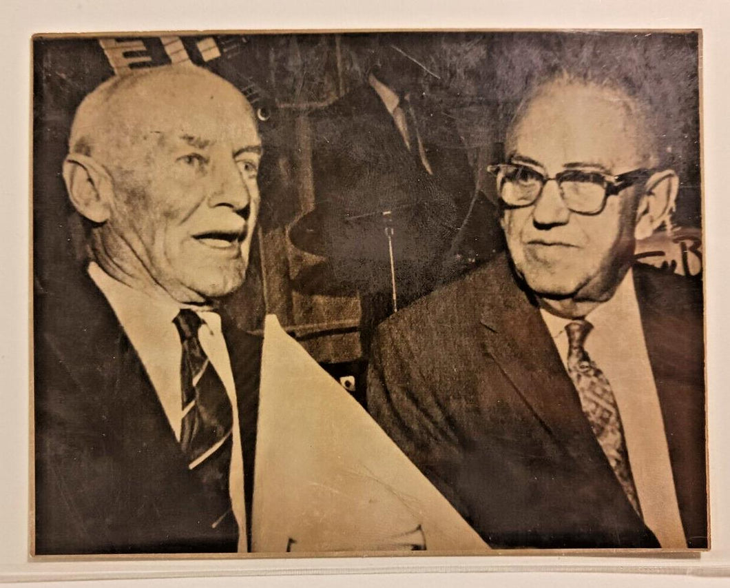 1965 Type 1 Photo of Frank Selke and Conn Smythe w/ writing on back Hockey