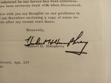 Load image into Gallery viewer, 1968 Vice President Hubert H. Humphrey Signed Letter with JSA COA AM96880
