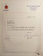 Load image into Gallery viewer, Toronto Mayor Mel Lastman Signed Letter with Envelope

