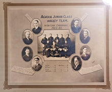 Load image into Gallery viewer, 1922-23 Acadia Jr Class, Inter-Class Champions, Hockey Team Photo w/ Frame
