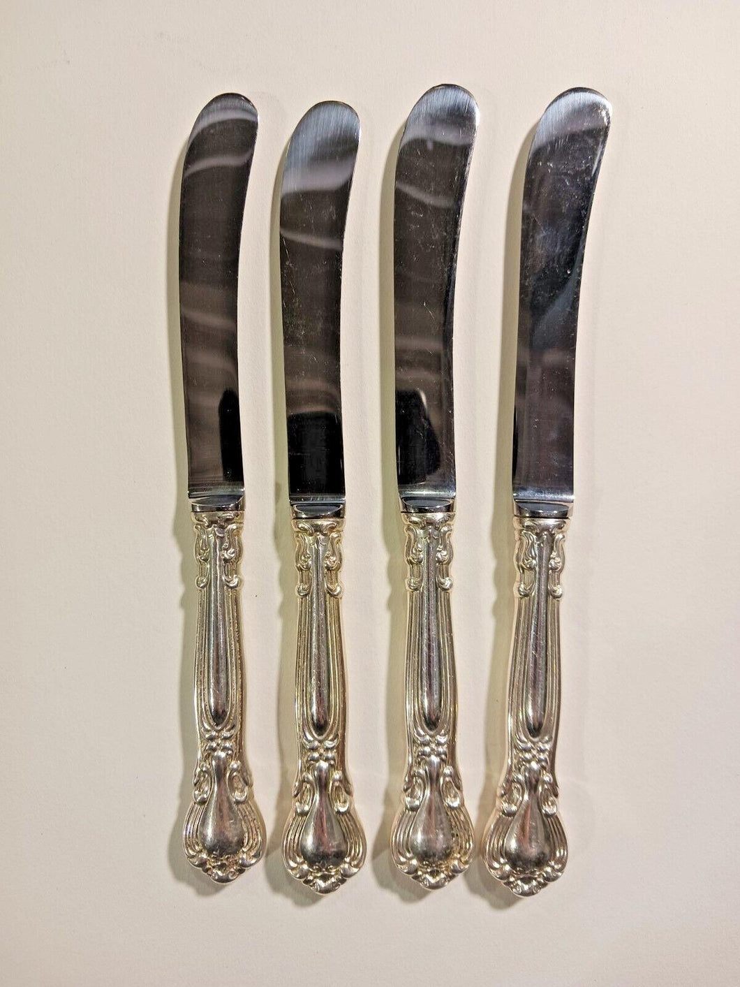 Birks Chantilly Pattern Sterling Butter Spreader Knife French Set of 4