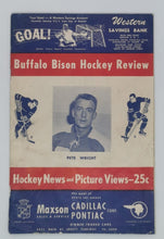 Load image into Gallery viewer, 1954-1955 Buffalo Bison Hockey Review Program, Jacques Plante In Game
