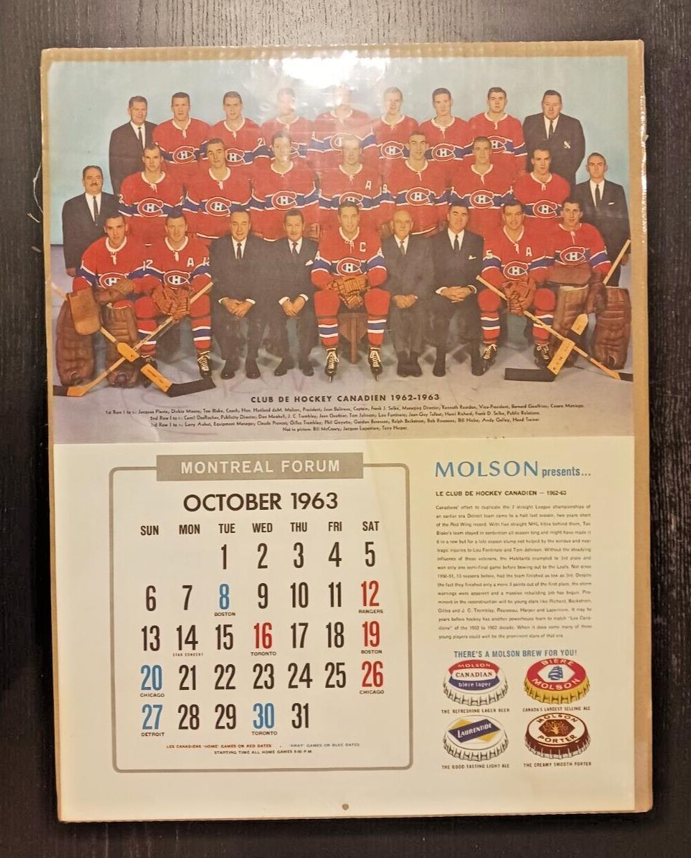 1963-64 Montreal Canadiens Hockey Forum Calendar Complete