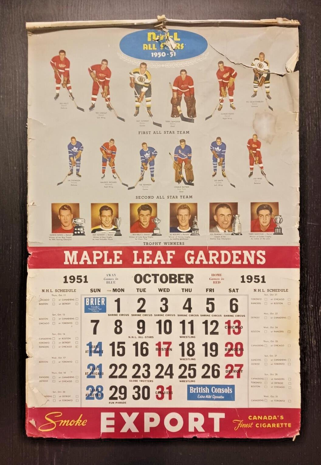 1950-51 Export Maple Leaf Gardens Calendar