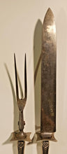 Load image into Gallery viewer, Sterling Silver Handle Stainless steel Carving Fork and 14&quot; Knife blade Pair
