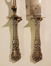 Load image into Gallery viewer, Sterling Silver Handle Stainless steel Carving Fork and 14&quot; Knife blade Pair
