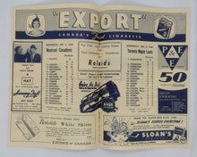 Load image into Gallery viewer, 1956 Dec 5 Montreal Leaf&#39;s Programs Line Up Pages Richard, Horton, Beliveau
