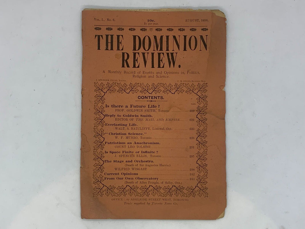 August, 1896 - The Dominion Review Vol.1, No.6