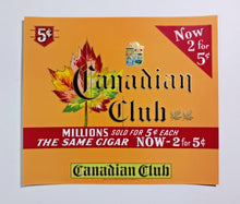 Load image into Gallery viewer, Cigar box Label Vintage Inner Original Canadian Club Embossed MAPLE LEAF x 3 Lot
