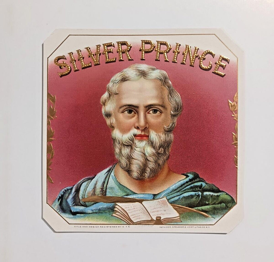 Silver Prince Brand Outer Cigar Box Label x 2 Lot