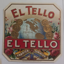Load image into Gallery viewer, El Tello Fabrica Tabacos Cigar Box Label 4 1/4&quot; x 4 1/4&quot;
