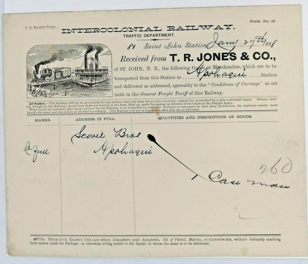1888 Intercolonial Railway Letter Head Rare