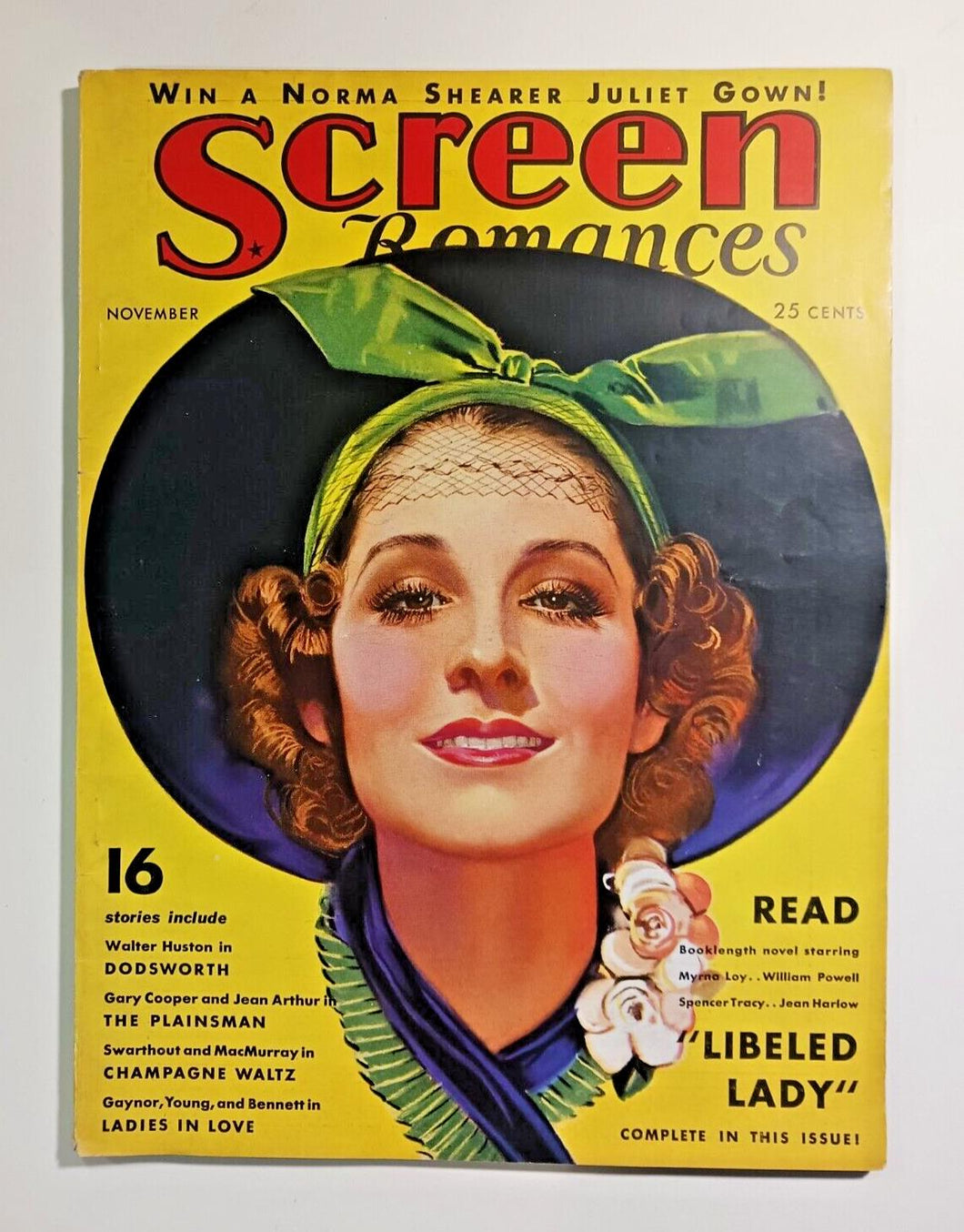 1936 November Screen Romances Magazine - Libeled Lady Cover -