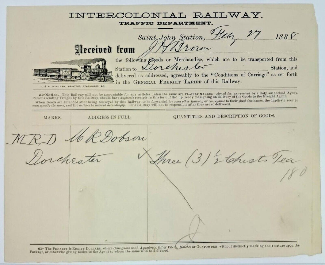 1888 Intercolonial Railway Letter Head
