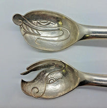 Load image into Gallery viewer, 1950s Antonio Pineda Salad Tosser Set Silver w/ wooden handles, Mexico 12 1/4&quot;
