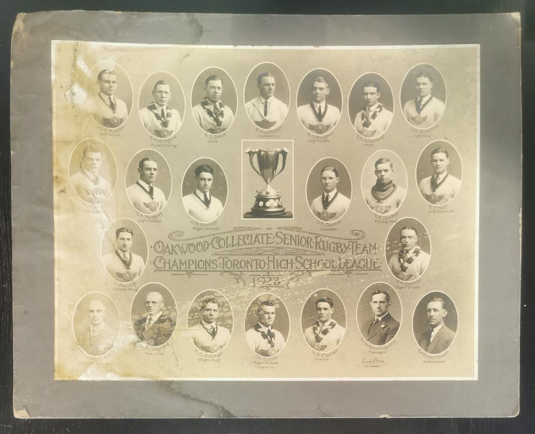 1923 Oakwood Collegiate Senior Rugby Team Champions Toronto High School League