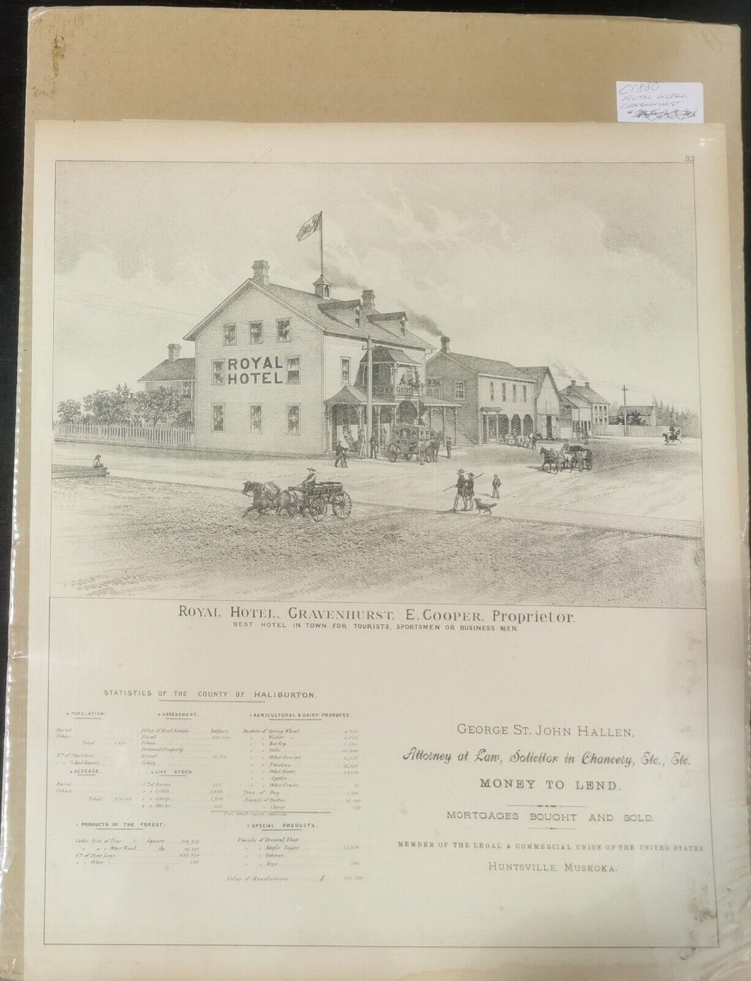 1880 Huntsville Muskoka Ad Poster Royal Hotel Gravenhurst