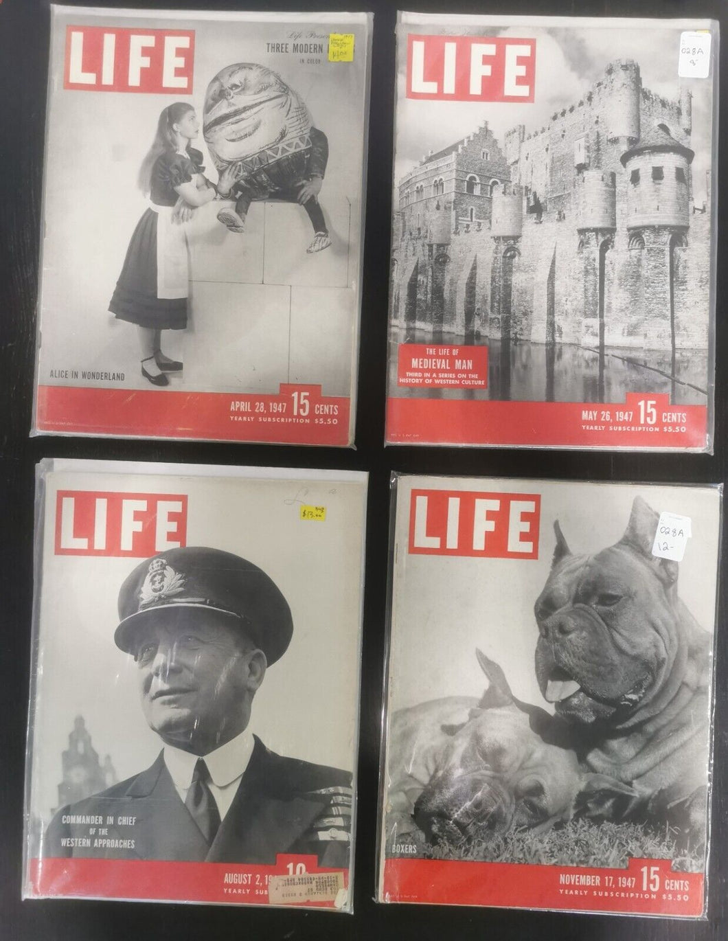 Life Magazines Lot Issued 1947 April 28, May 26, Aug 2, Nov 17