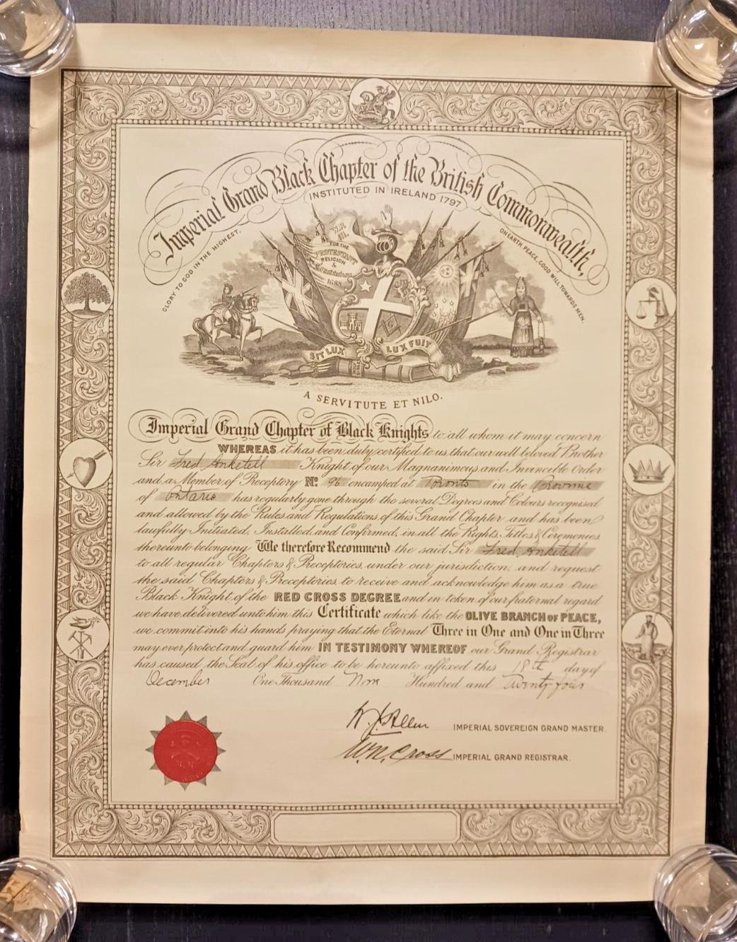 Imperial Grand Black Chapter of the British Commonwealth Certificate No. 96
