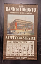 Load image into Gallery viewer, 1940 The Bank of Toronto Calendar 13&quot; x 22&quot;
