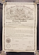 Load image into Gallery viewer, 1874 Grand Black Chapter British America Clearance Certificate Blank
