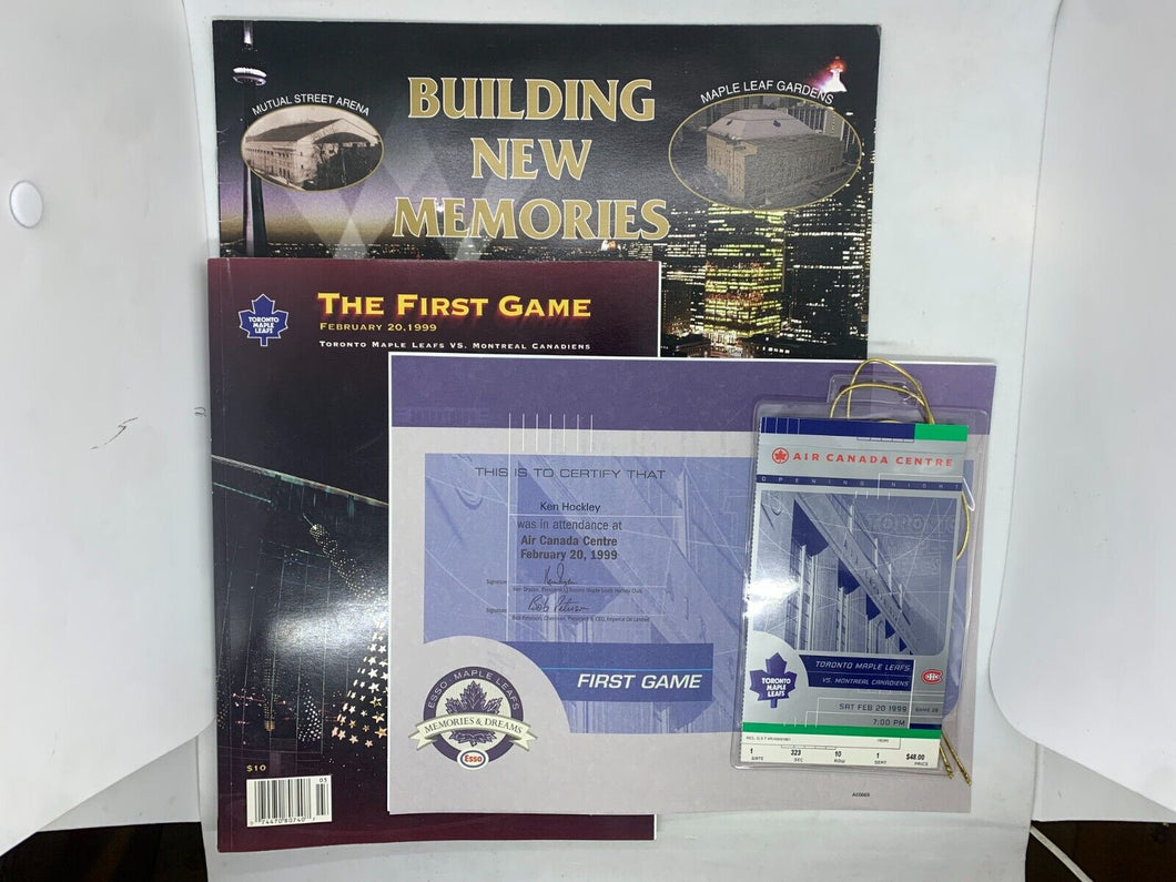 Toronto Maple Leafs - 1st Game at ACC: Program, Season-Tickets, & Certificate