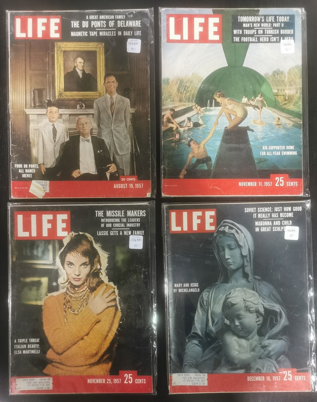 Life Magazines Lot Issued 1957 Aug 19, Nov 11, Nov 25, Dec 16
