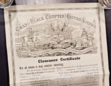 Load image into Gallery viewer, Grand Black Chapter British America Clearance Certificate 1974 No.821
