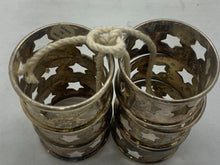 Load image into Gallery viewer, Lot of 6 Silver Plate - Star Cut-Out Tea-Light Holders, Made in India

