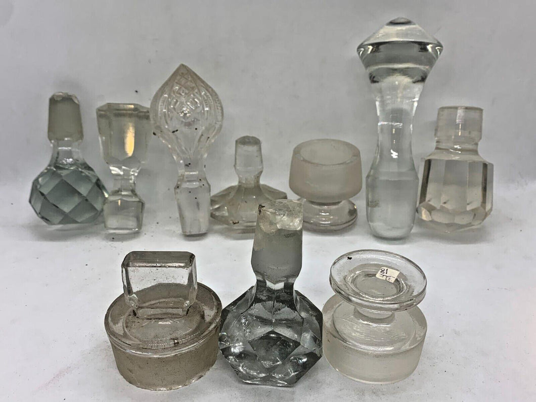 Vintage Glass Bottle Stoppers x 10 Lot 08