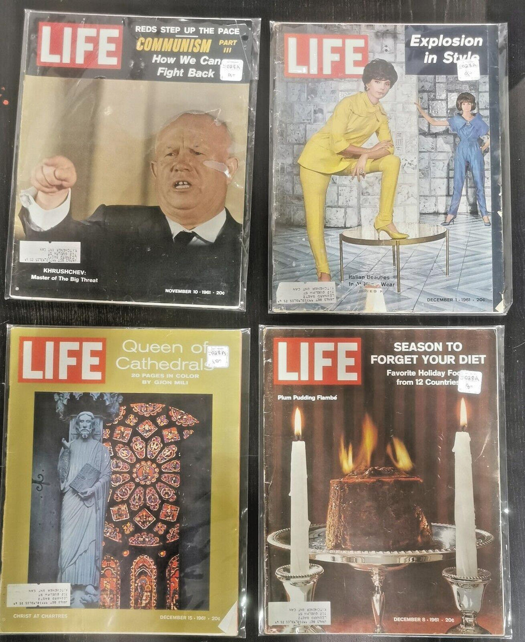 Life Magazine Issued 1961 Nov 10, Dec 1, Dec 8, Dec 15