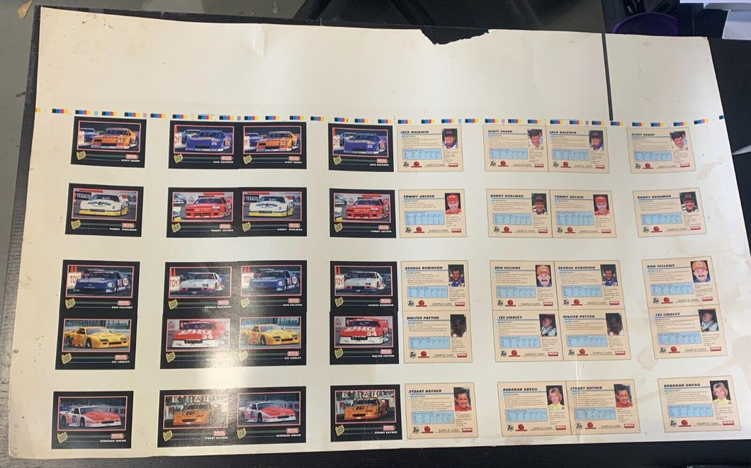 1992 Erin Maxx Trans-Am SCCA Pro Racing - Uncut Trading Card Sheet