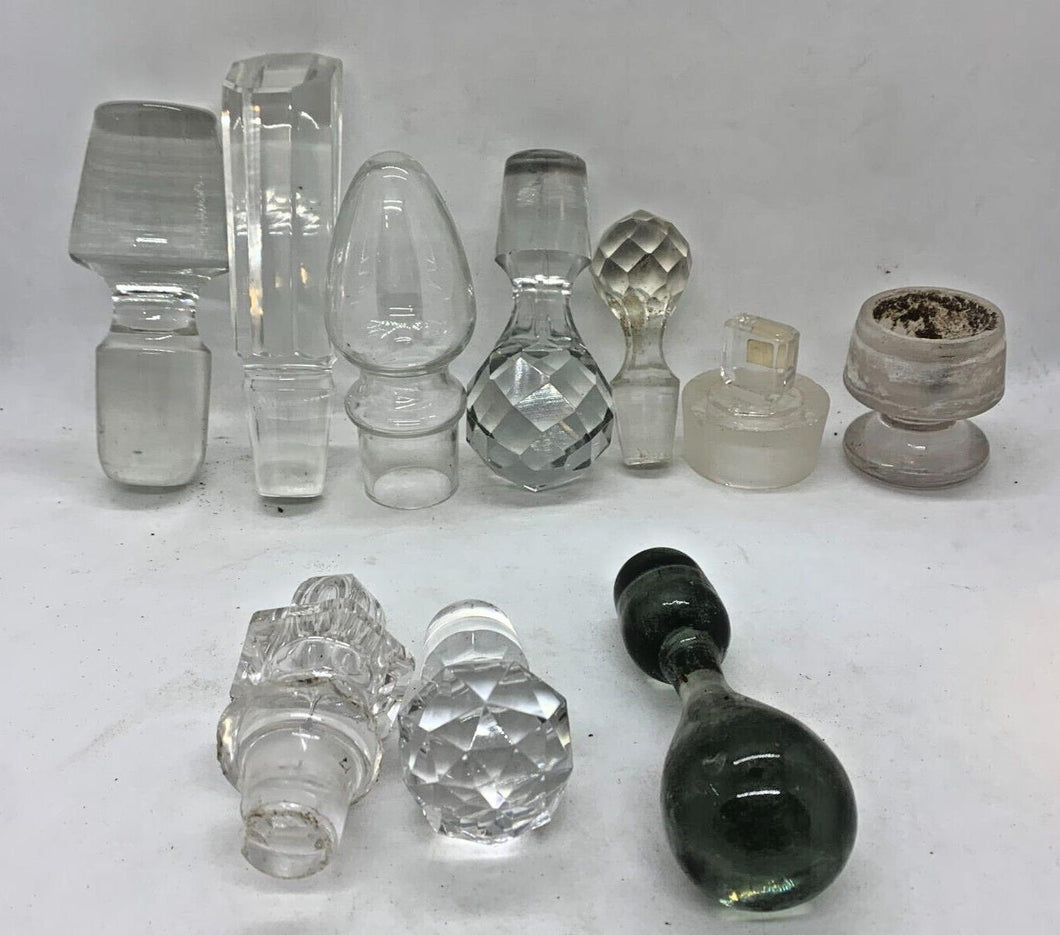 Vintage Glass Bottle Stoppers x 10 Lot 07