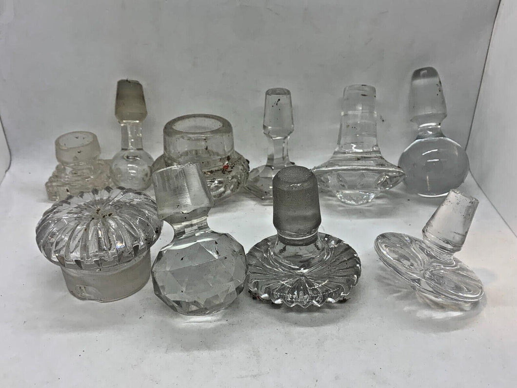 Vintage Glass Bottle Stoppers x 10 Lot 05