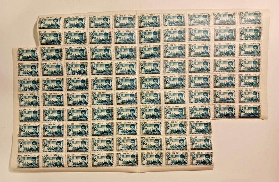 Romania 1945 Apararea Patriotica (TIP A) 10x10 Stamp Sheet (Miss 8) 35+165 LEI