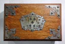 Load image into Gallery viewer, Victorian Brassbound Oak Card Box 10 1/2&quot; x 7&quot; x 3&quot;  (no Key)
