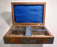 Load image into Gallery viewer, Victorian Brassbound Oak Card Box 10 1/2&quot; x 7&quot; x 3&quot;  (no Key)
