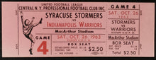 Load image into Gallery viewer, 1963 Syracuse Stormers Vs. Indianapolis Warriors United Football Game 4 Ticket

