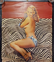 Load image into Gallery viewer, 1950s VINTAGE CALENDAR PIN-UP GLAMOUR GIRL SEMI NUDE MODEL Poster 16&quot; x 20 1/2&quot;
