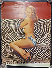 Load image into Gallery viewer, 1950s VINTAGE CALENDAR PIN-UP GLAMOUR GIRL SEMI NUDE MODEL Poster 16&quot; x 20 1/2&quot;
