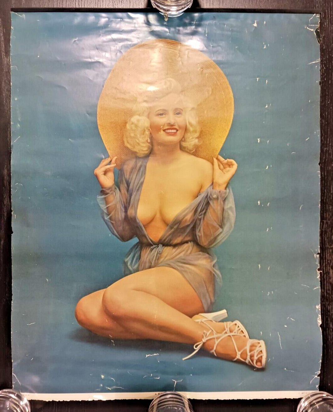 1950s VINTAGE CALENDAR 'A BLONDE DREAM' NUDE PIN-UP Poster 16