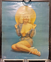 Load image into Gallery viewer, 1950s VINTAGE CALENDAR &#39;A BLONDE DREAM&#39; NUDE PIN-UP Poster 16&quot; x 20&quot;
