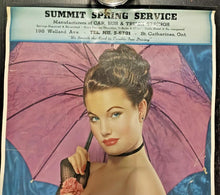 Load image into Gallery viewer, Umbrella Girl Vintage Sexy Nude Calendar Pin Up Poster 12&quot; x 16 1/2&quot;
