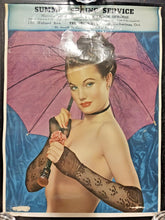 Load image into Gallery viewer, Umbrella Girl Vintage Sexy Nude Calendar Pin Up Poster 12&quot; x 16 1/2&quot;
