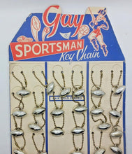 Load image into Gallery viewer, Vintage 1950's Gay Sportsman 24K Gold Plated Football Key Chain Display 23/24
