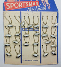 Load image into Gallery viewer, Vintage 1950's Gay Sportsman 24K Gold Plated Football Key Chain Display 23/24
