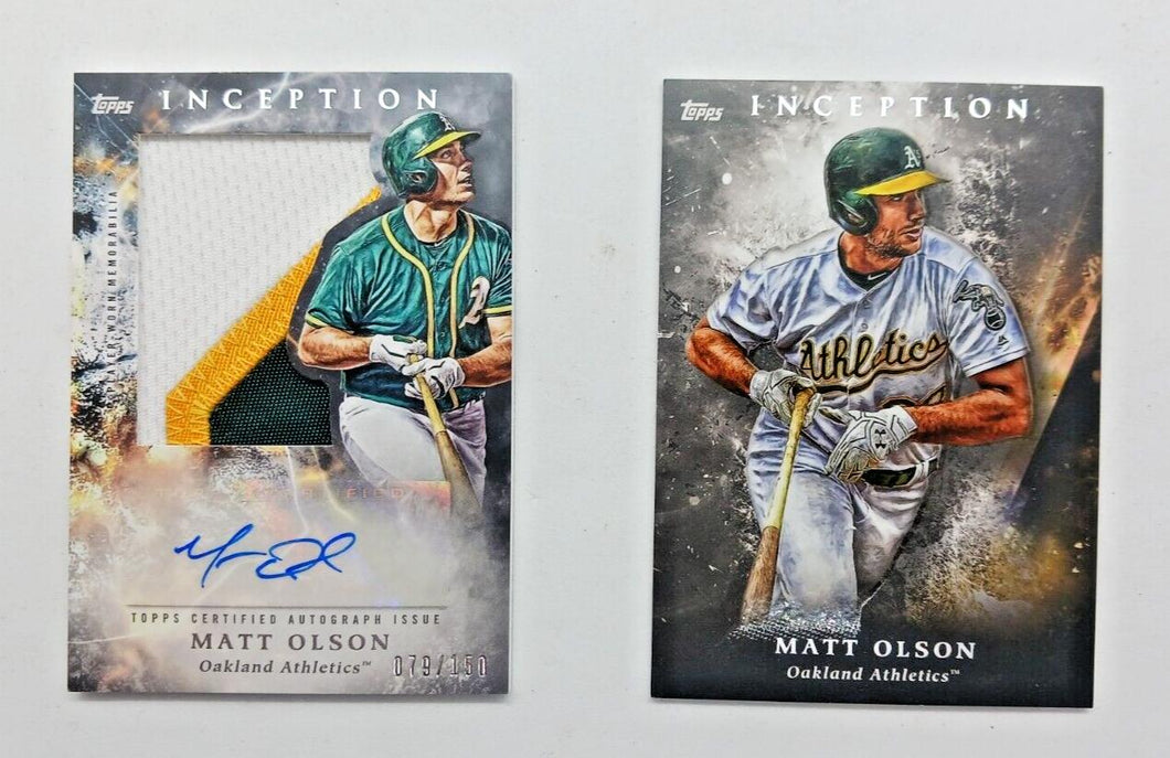 2018 Topps INCEPTION Matt Olson Autographed Jumbo Patch Card IAJ-MO & #46 Card