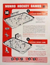 Load image into Gallery viewer, 1964 Munro Hockey Game Advertisement Flyer 9&quot; x 11&quot;

